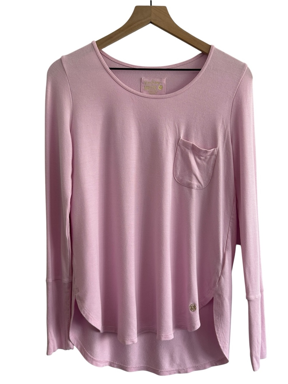 Lilly Pulitzer Luxletic Top XS Pink Kerah Long Sleeve Comfort Stretch Soft